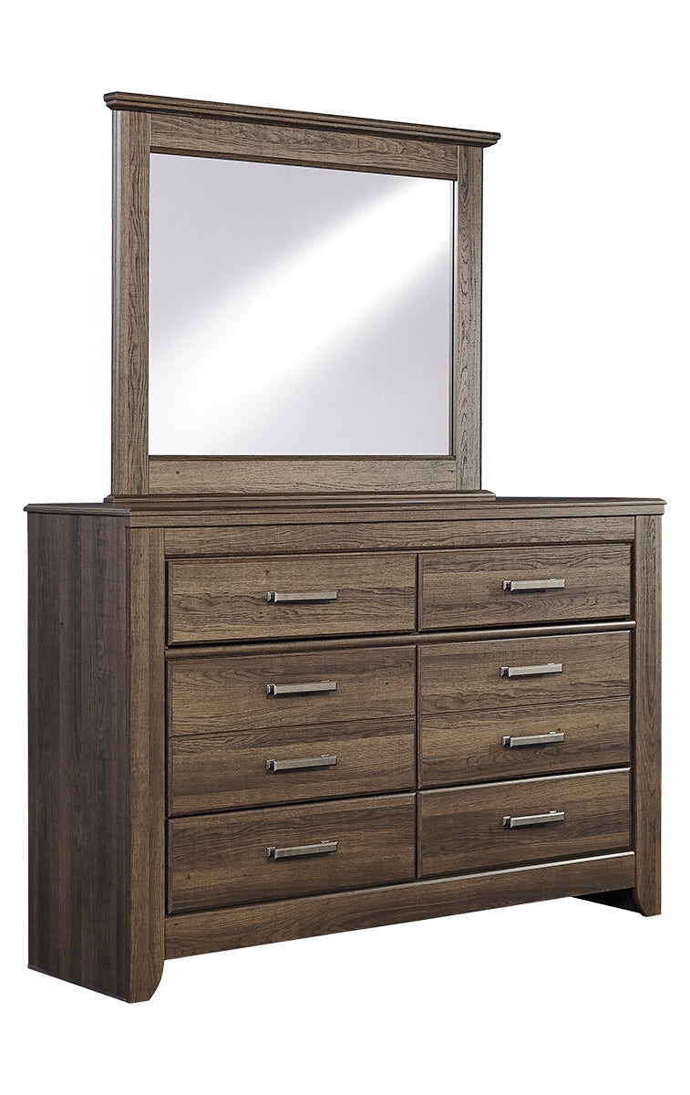 Juararo King Panel Bed with Mirrored Dresser and Chest
