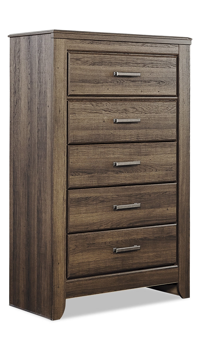 Juararo California King Poster Bed with Mirrored Dresser and Chest