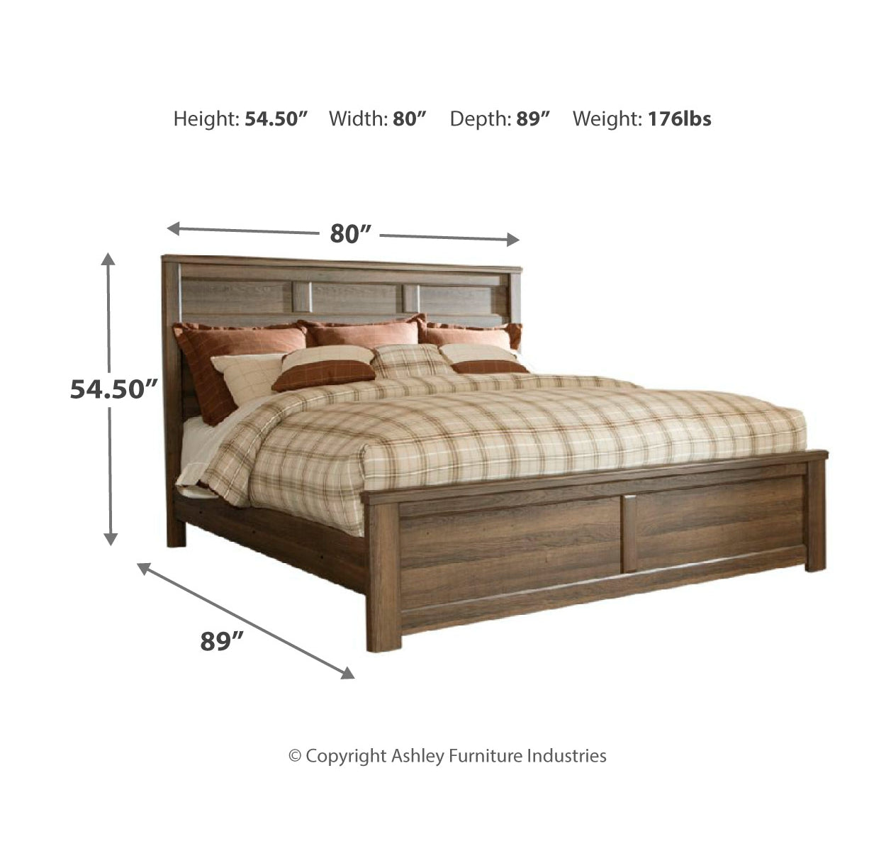Juararo California King Panel Bed with Mirrored Dresser and Chest