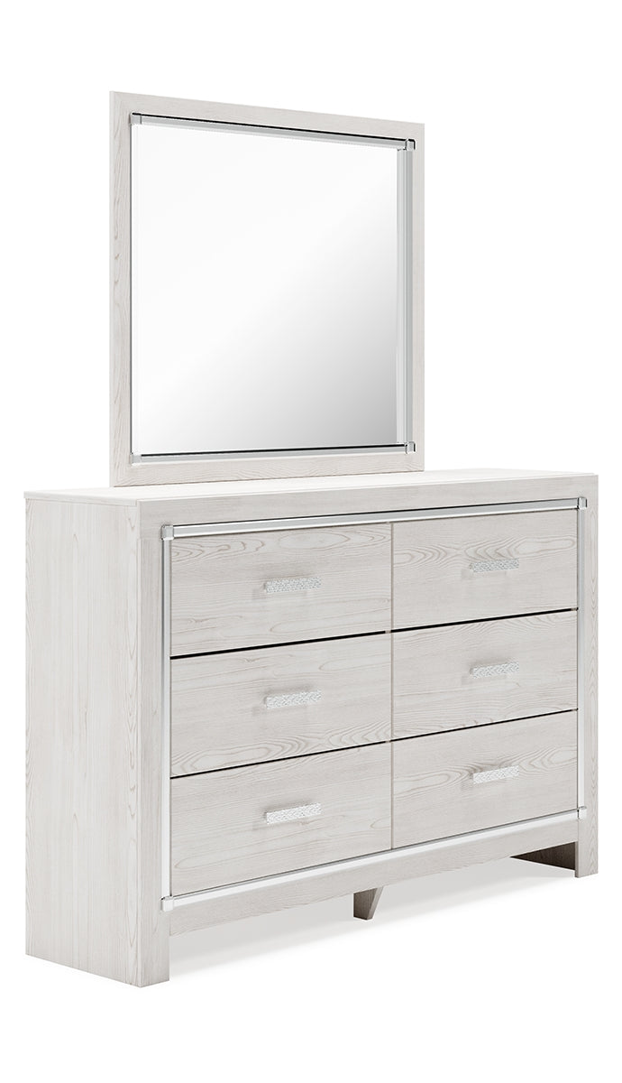 Altyra Twin Panel Bed with Mirrored Dresser and Chest
