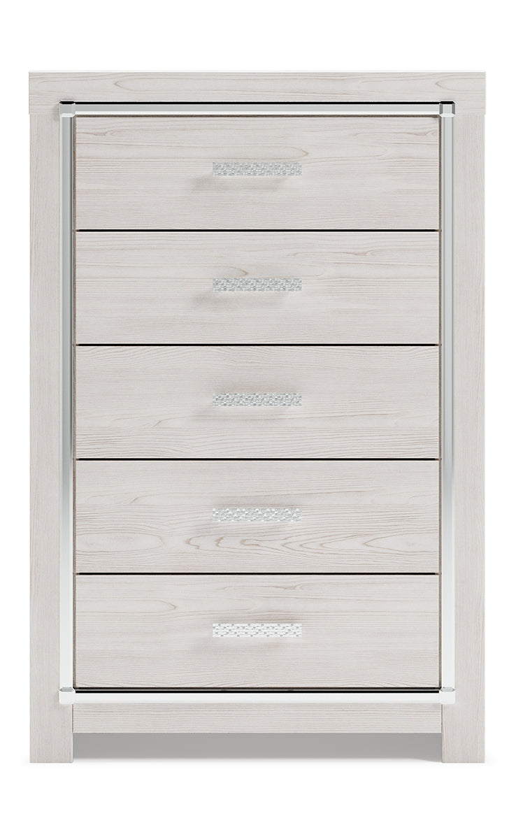 Altyra Twin Panel Bed with Mirrored Dresser and Chest