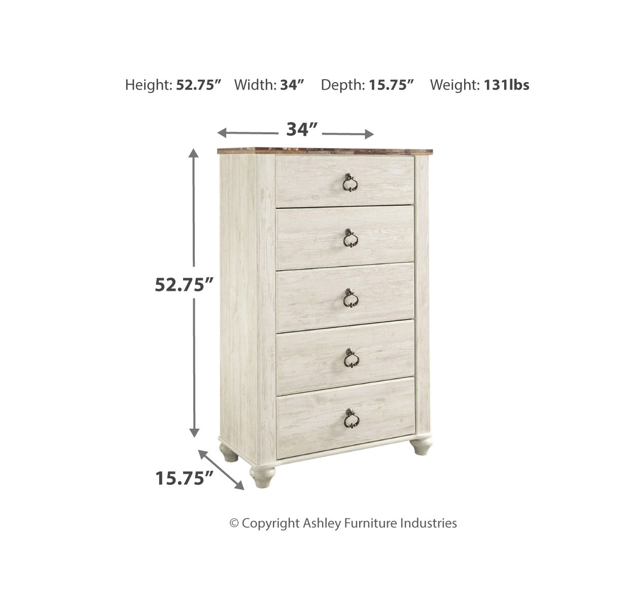 Willowton King Panel Bed with Mirrored Dresser and Chest