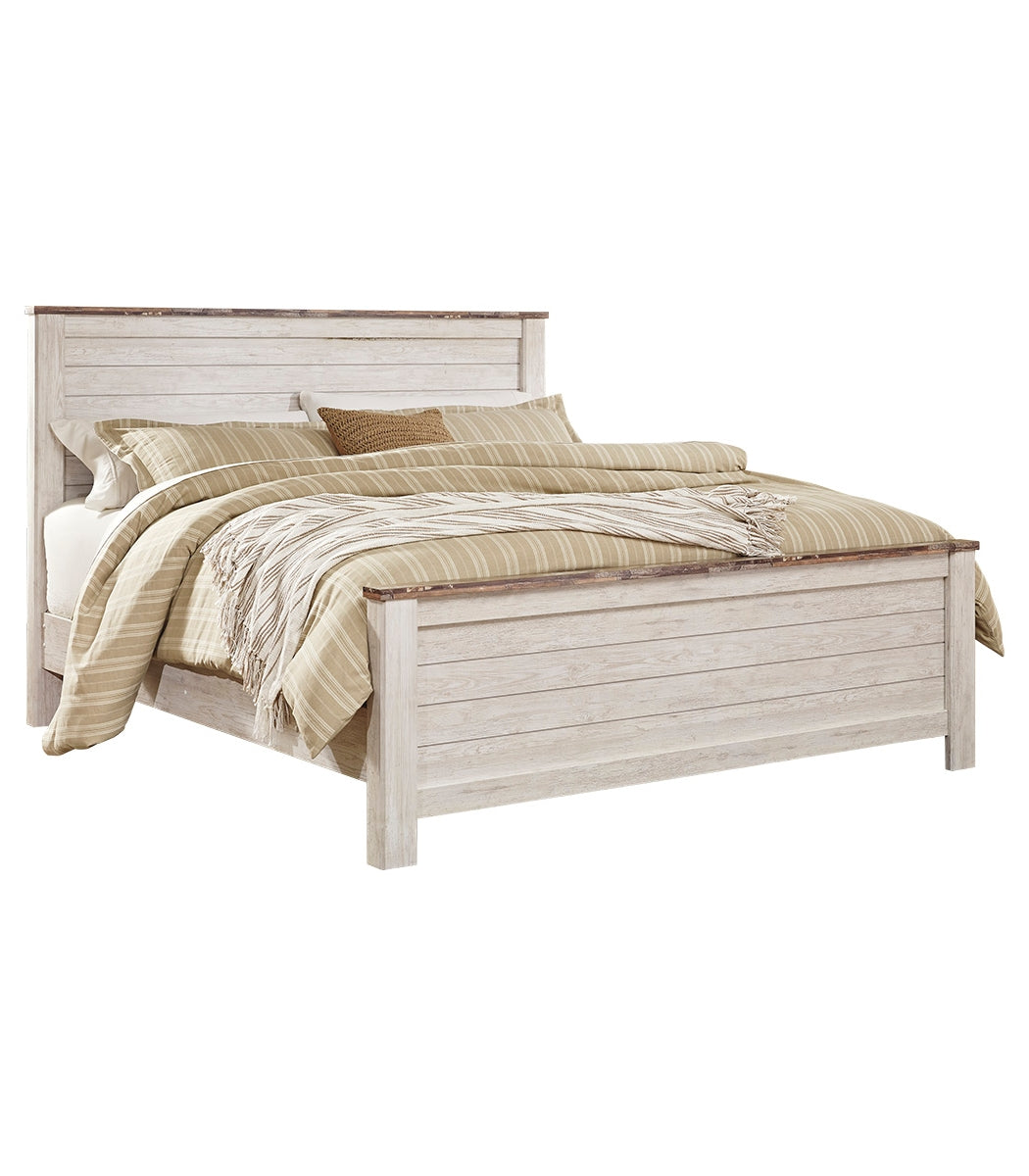 Willowton King Panel Bed with Mirrored Dresser and Chest