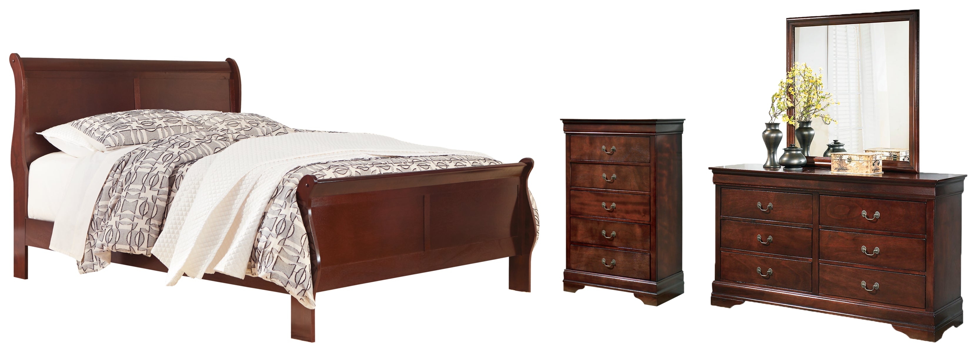 Alisdair King Sleigh Bed with Mirrored Dresser