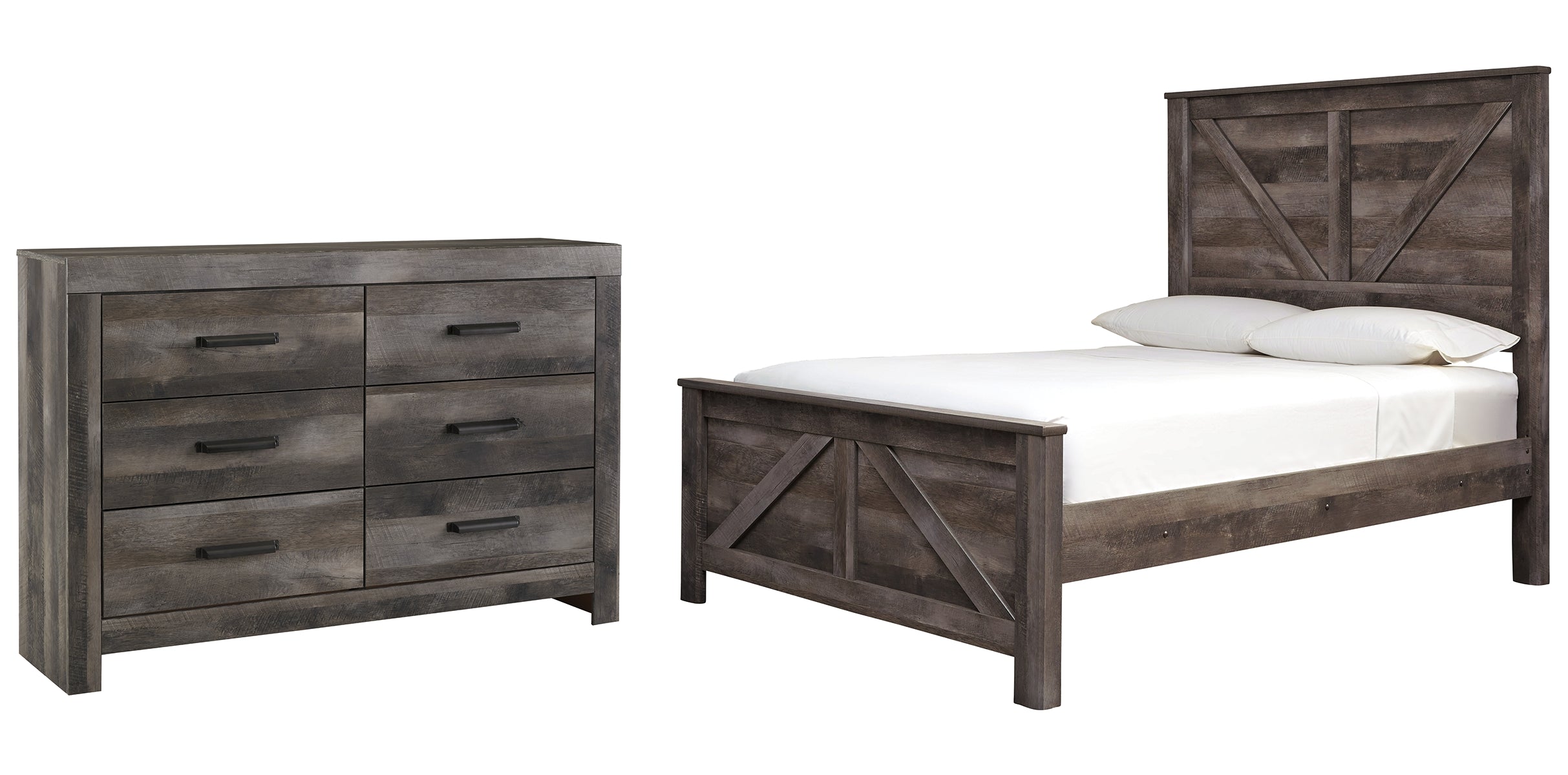 Wynnlow Queen Crossbuck Panel Bed with Dresser