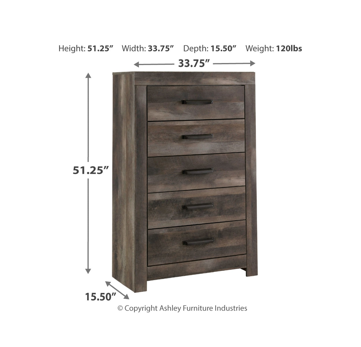 Wynnlow King Crossbuck Panel Bed with Mirrored Dresser and Chest