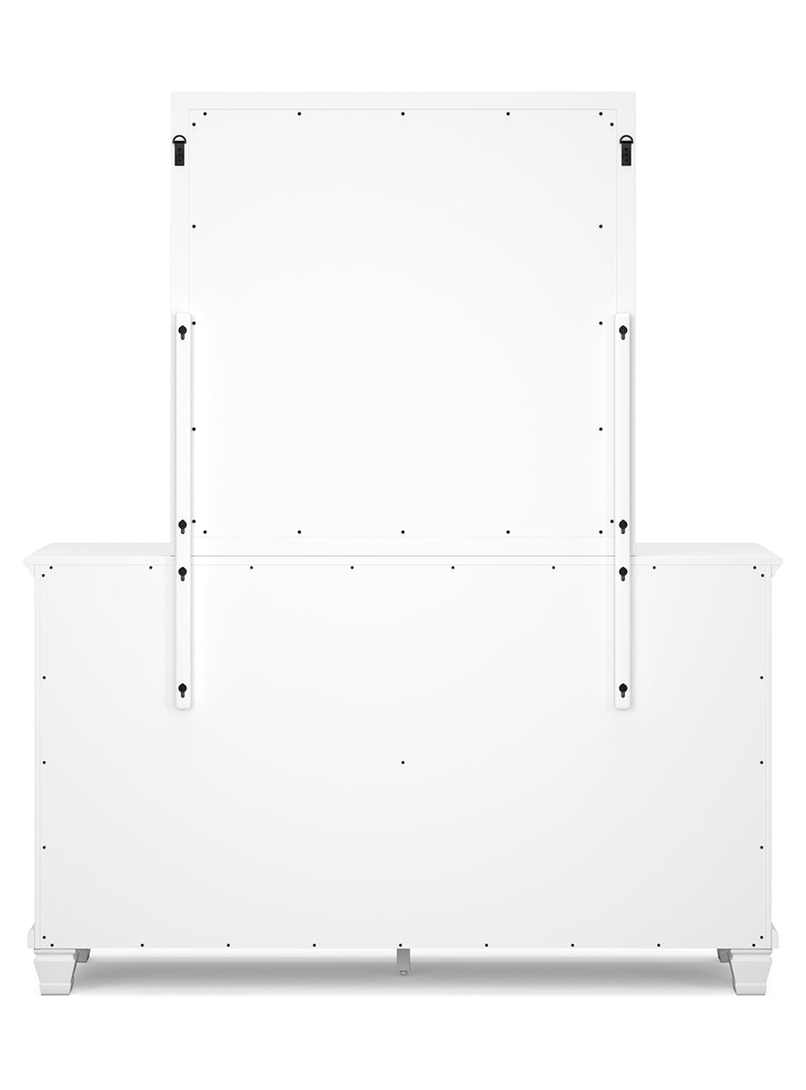Fortman King Panel Bed with Mirrored Dresser and Chest