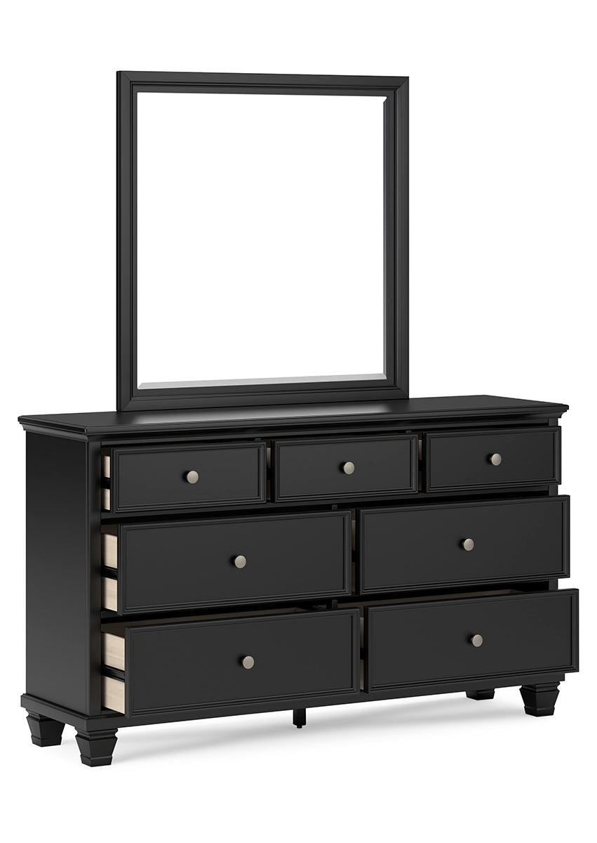 Lanolee Full Panel Bed with Mirrored Dresser and Chest