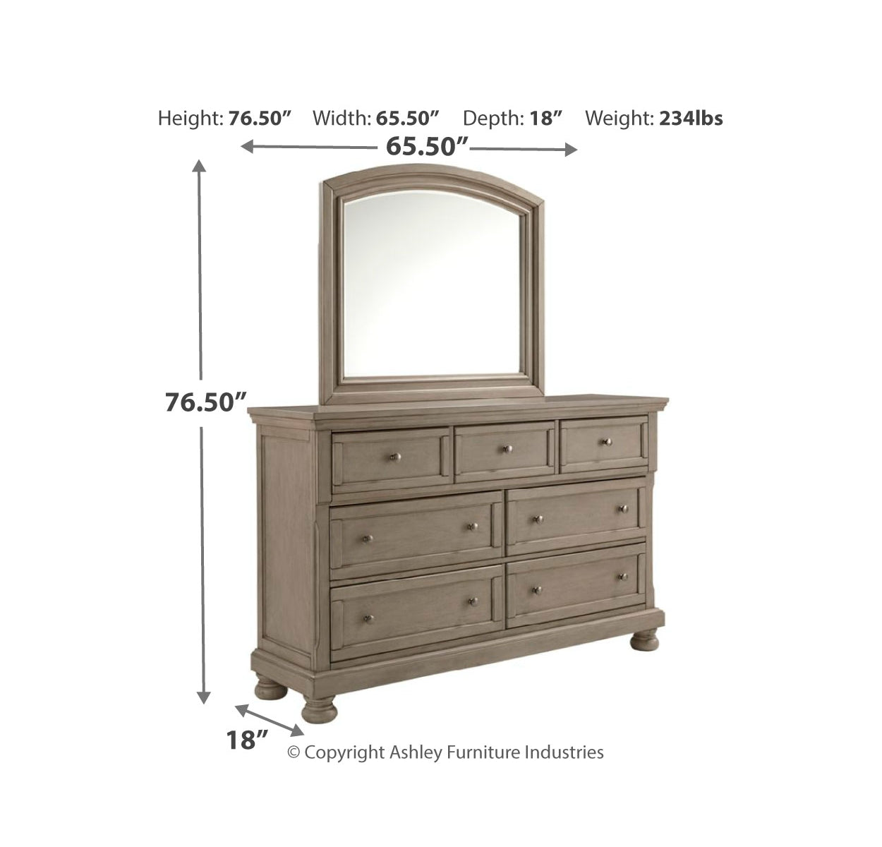 Lettner Queen Panel Bed with Mirrored Dresser