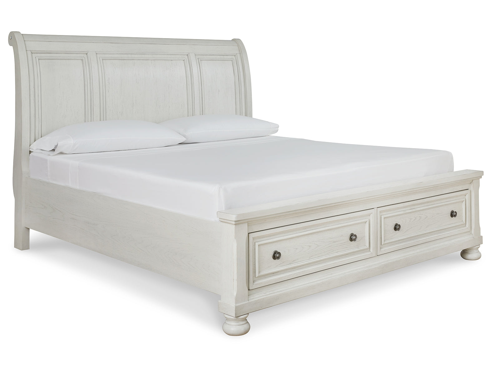 Robbinsdale King Sleigh Bed with Storage with Mirrored Dresser