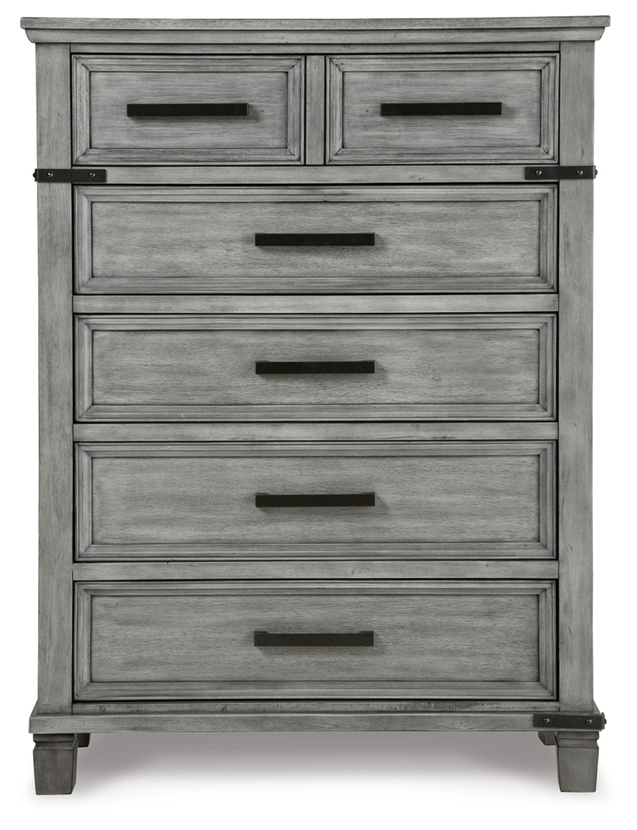 Russelyn King Storage Bed with Mirrored Dresser and Chest