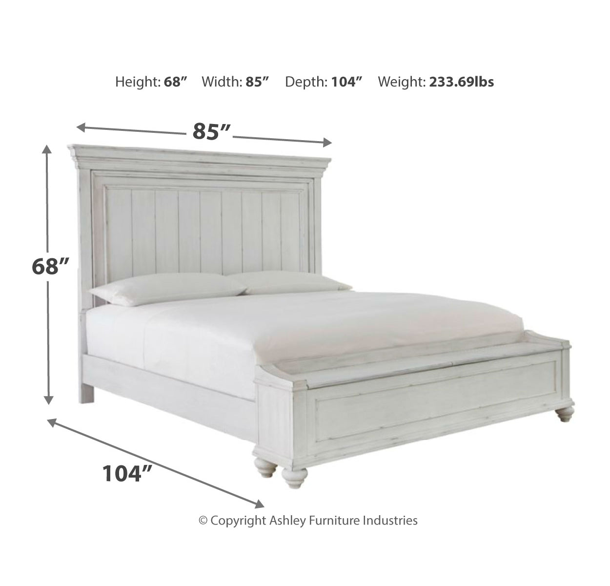 Kanwyn King Panel Bed with Storage with Mirrored Dresser and Chest