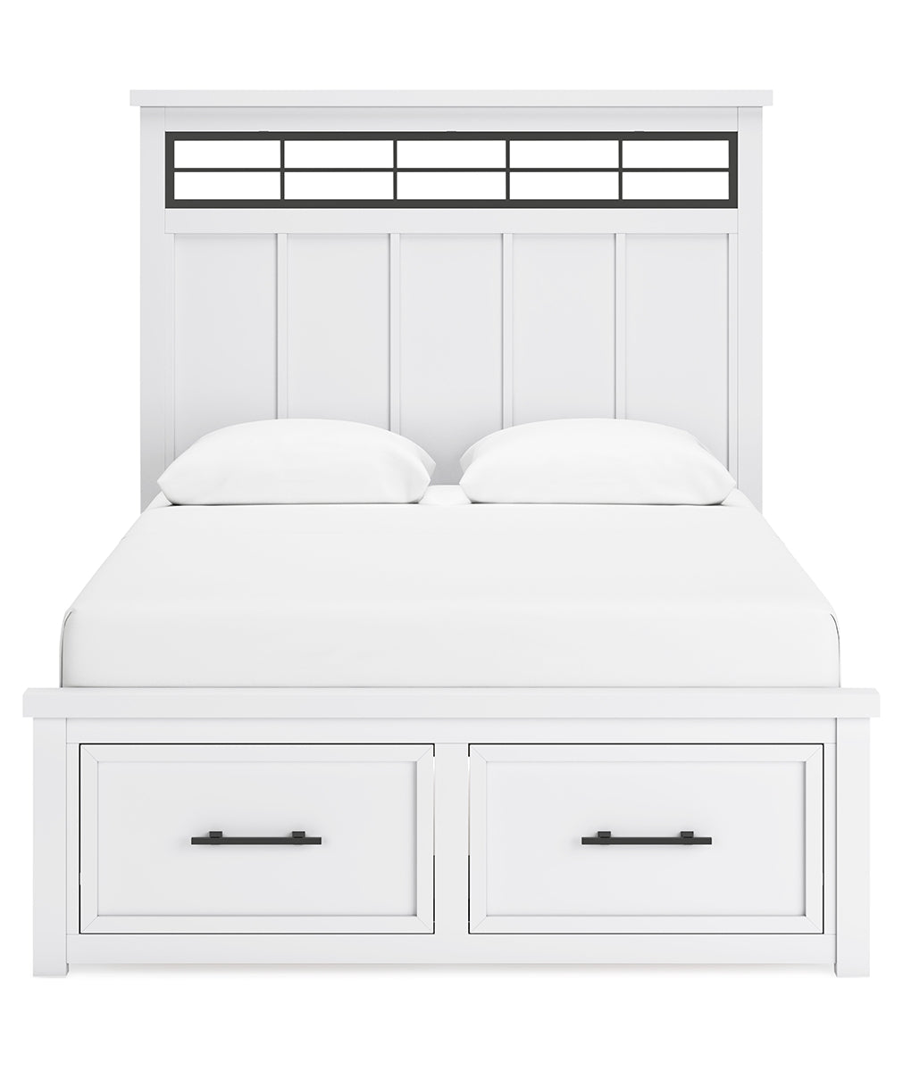 Ashbryn Queen Panel Storage Bed with Mirrored Dresser