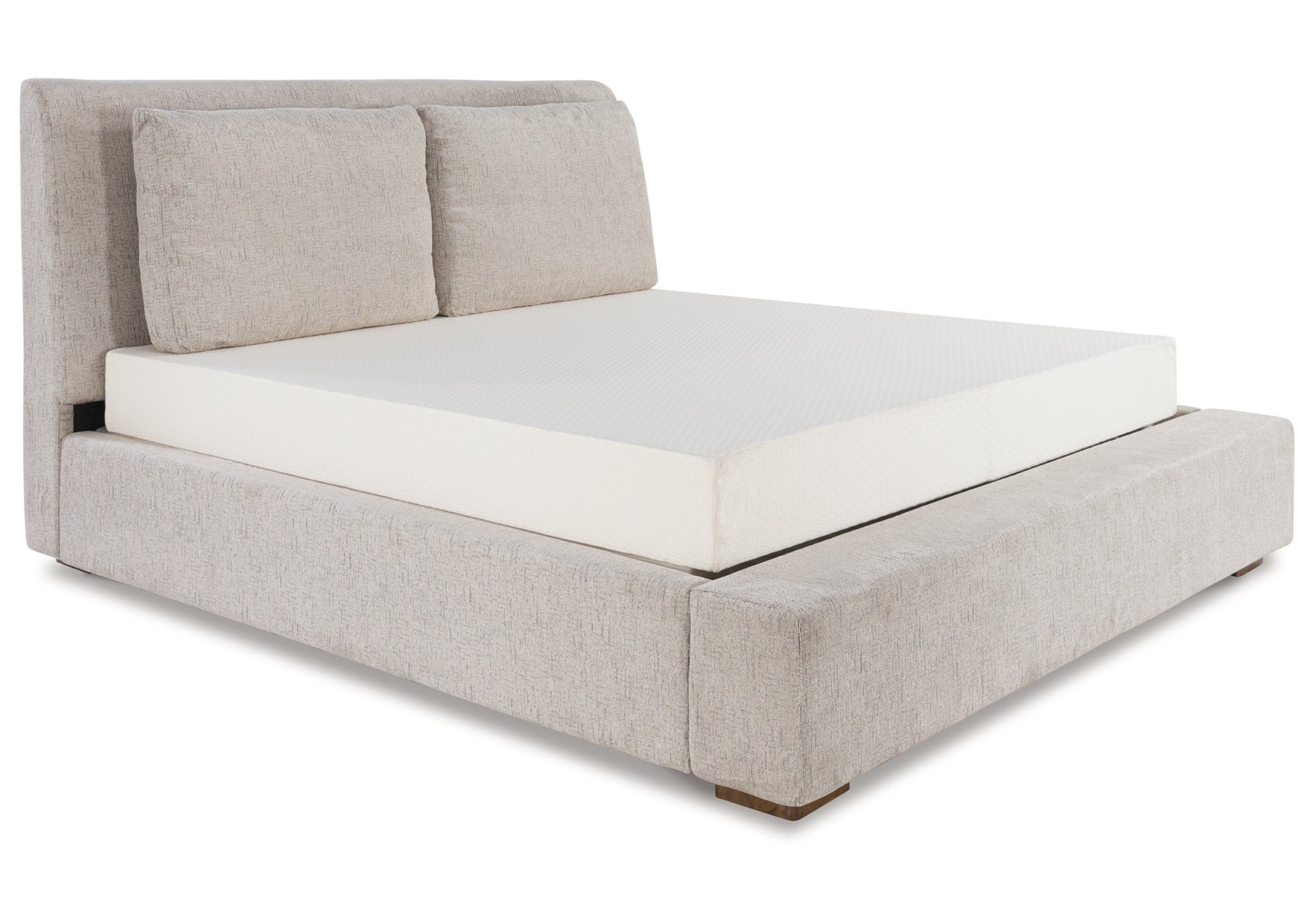 Cabalynn King Upholstered Bed with Mirrored Dresser