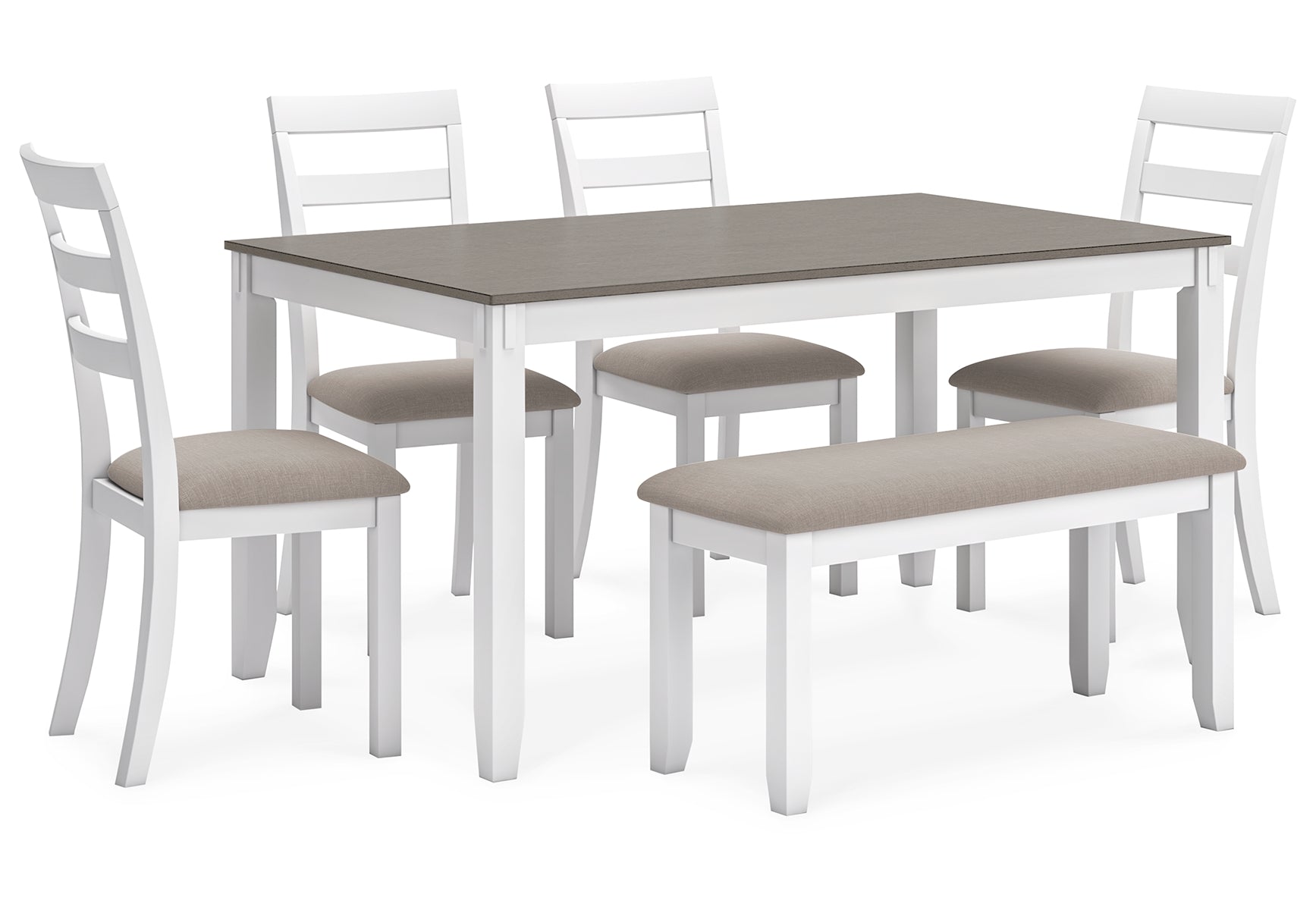 Stonehollow Dining Table and Chairs with Bench (Set of 6)