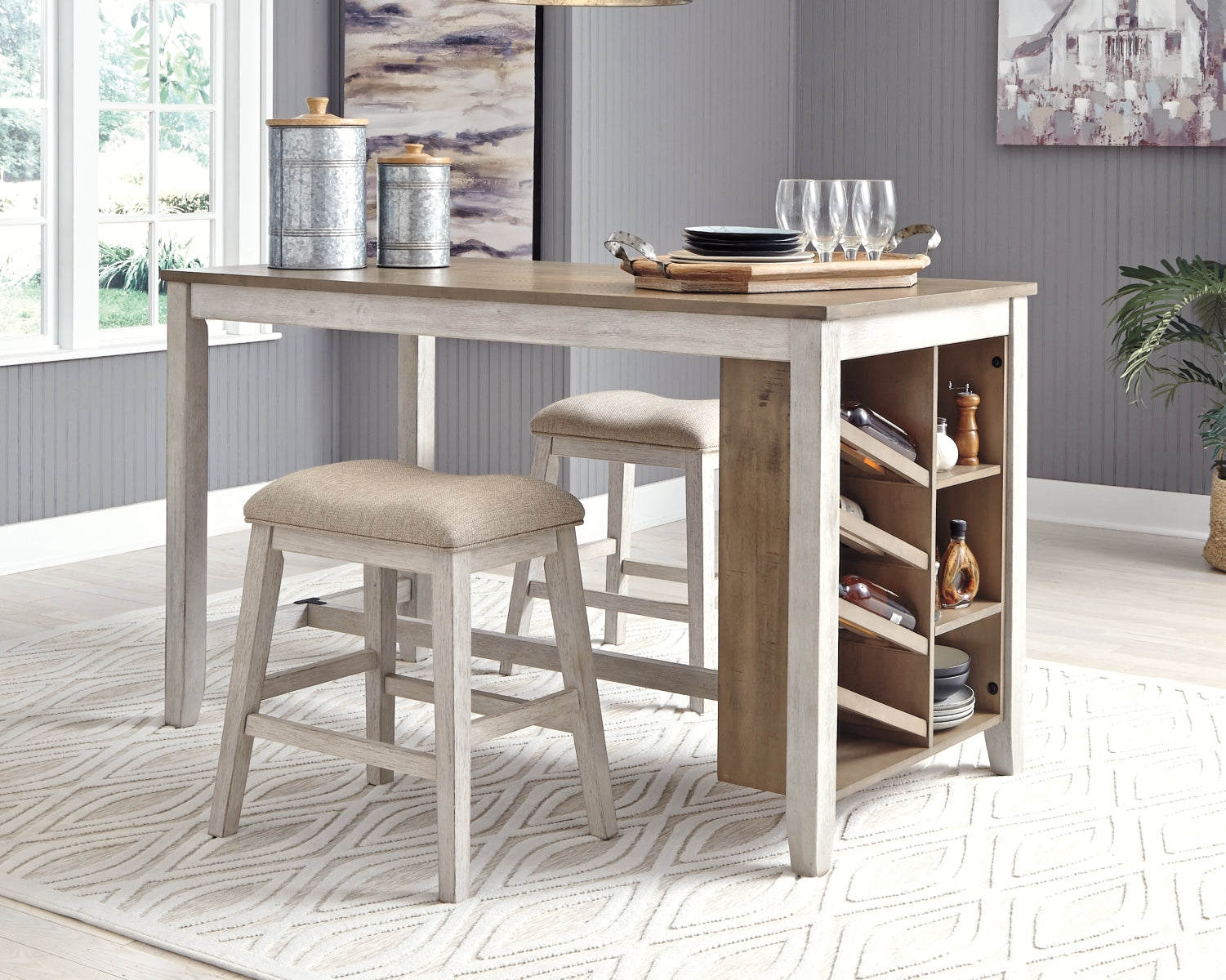 Skempton Counter Height Dining Table and 2 Barstools