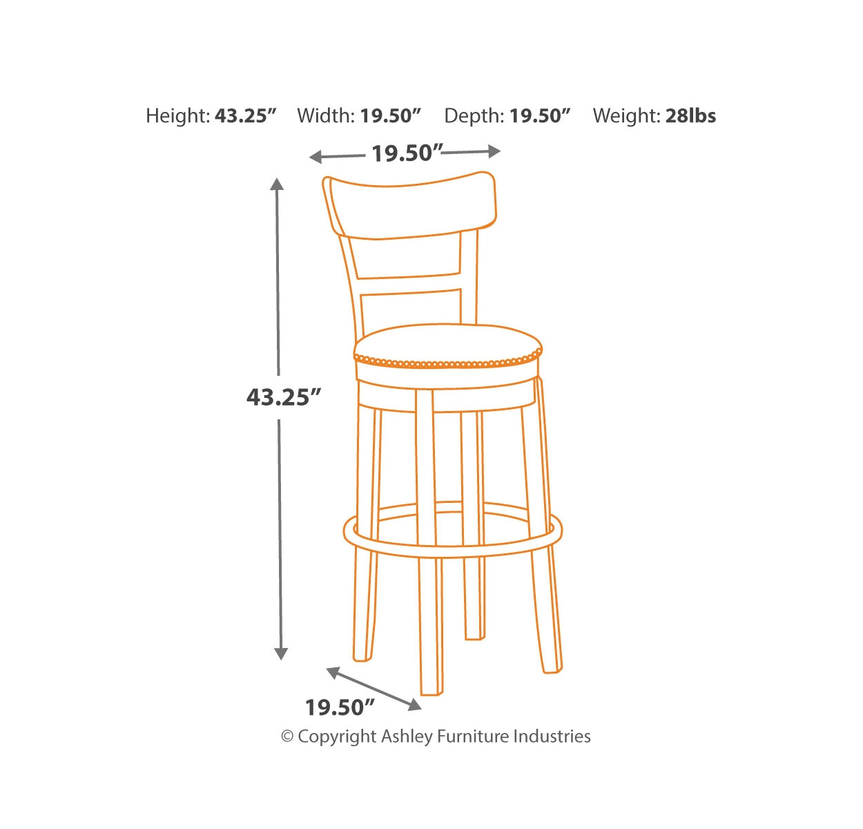 Pinnadel Bar Height Bar Stool
