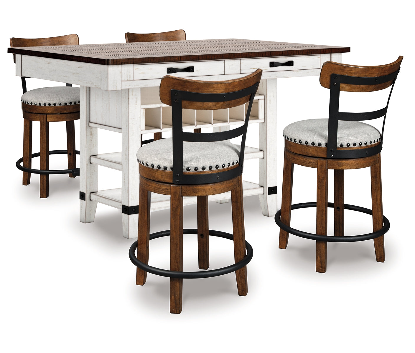 Valebeck Counter Height Dining Table and 4 Barstools