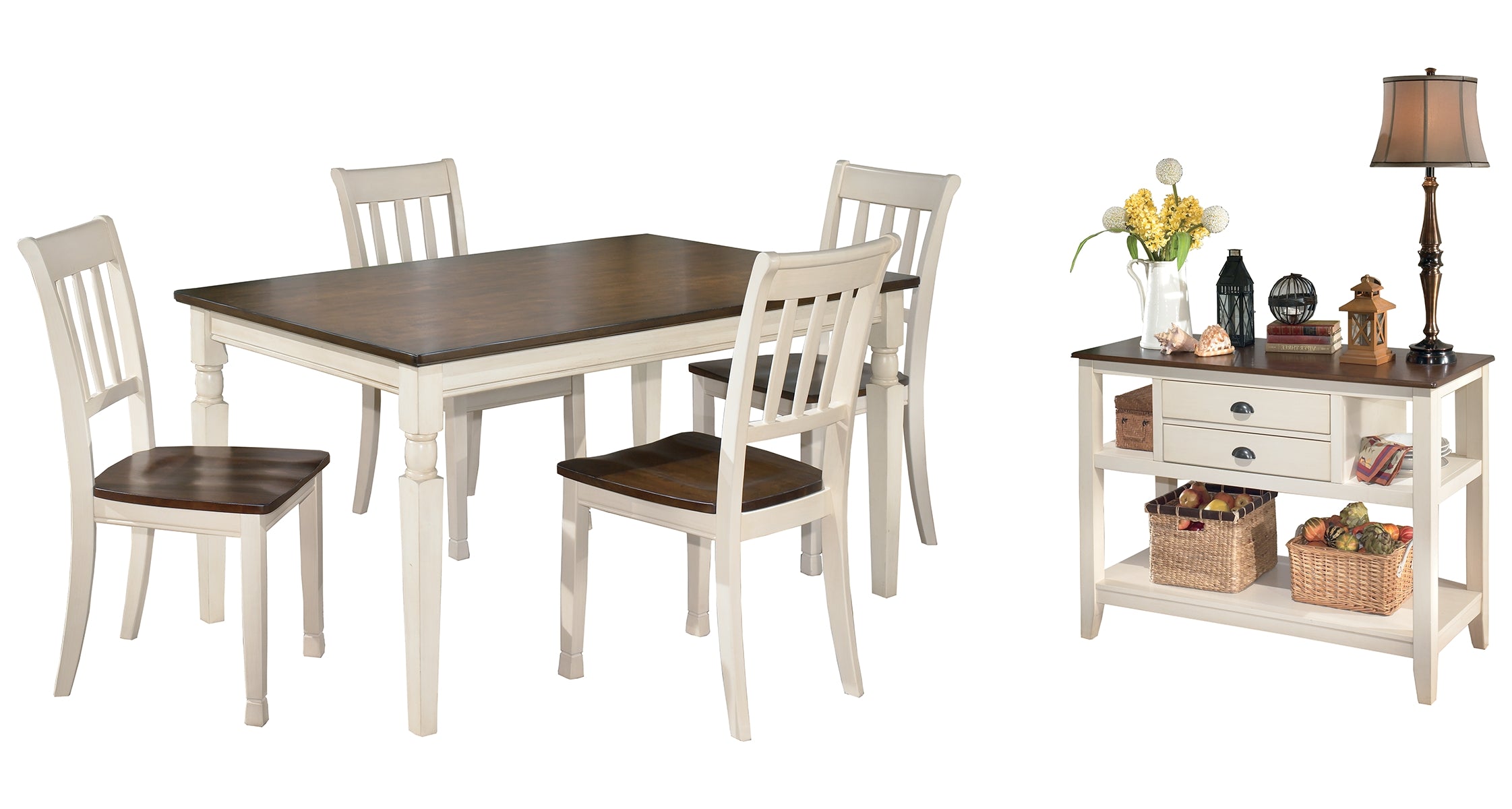 Whitesburg Dining Table and 4 Chairs with Storage