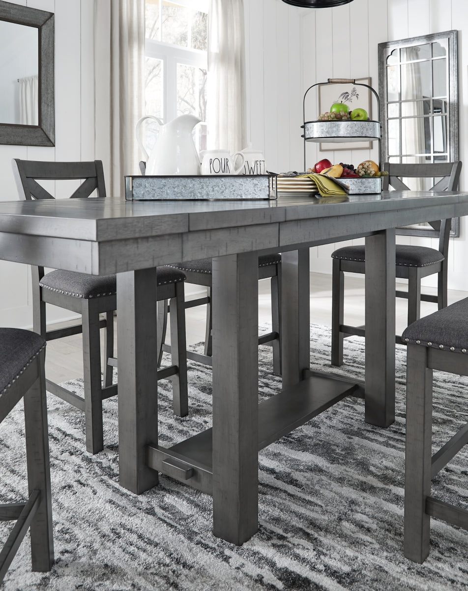Myshanna Counter Height Dining Table and 6 Barstools with Storage