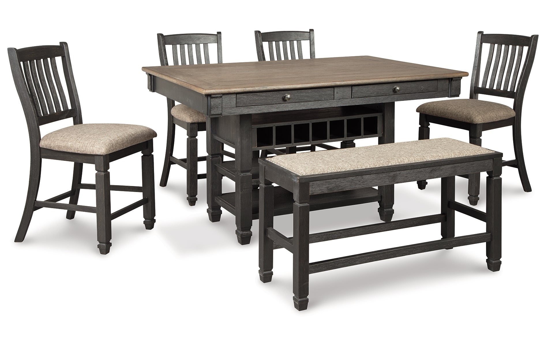 Tyler Creek Counter Height Dining Table and 4 Barstools and Bench