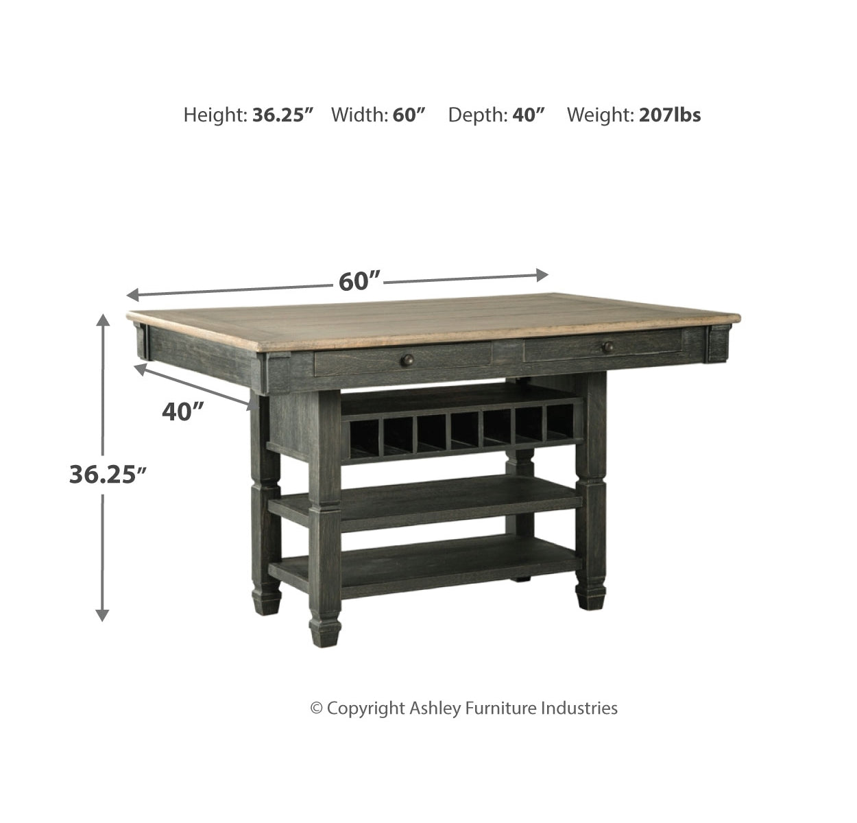 Tyler Creek Counter Height Dining Table and 4 Barstools