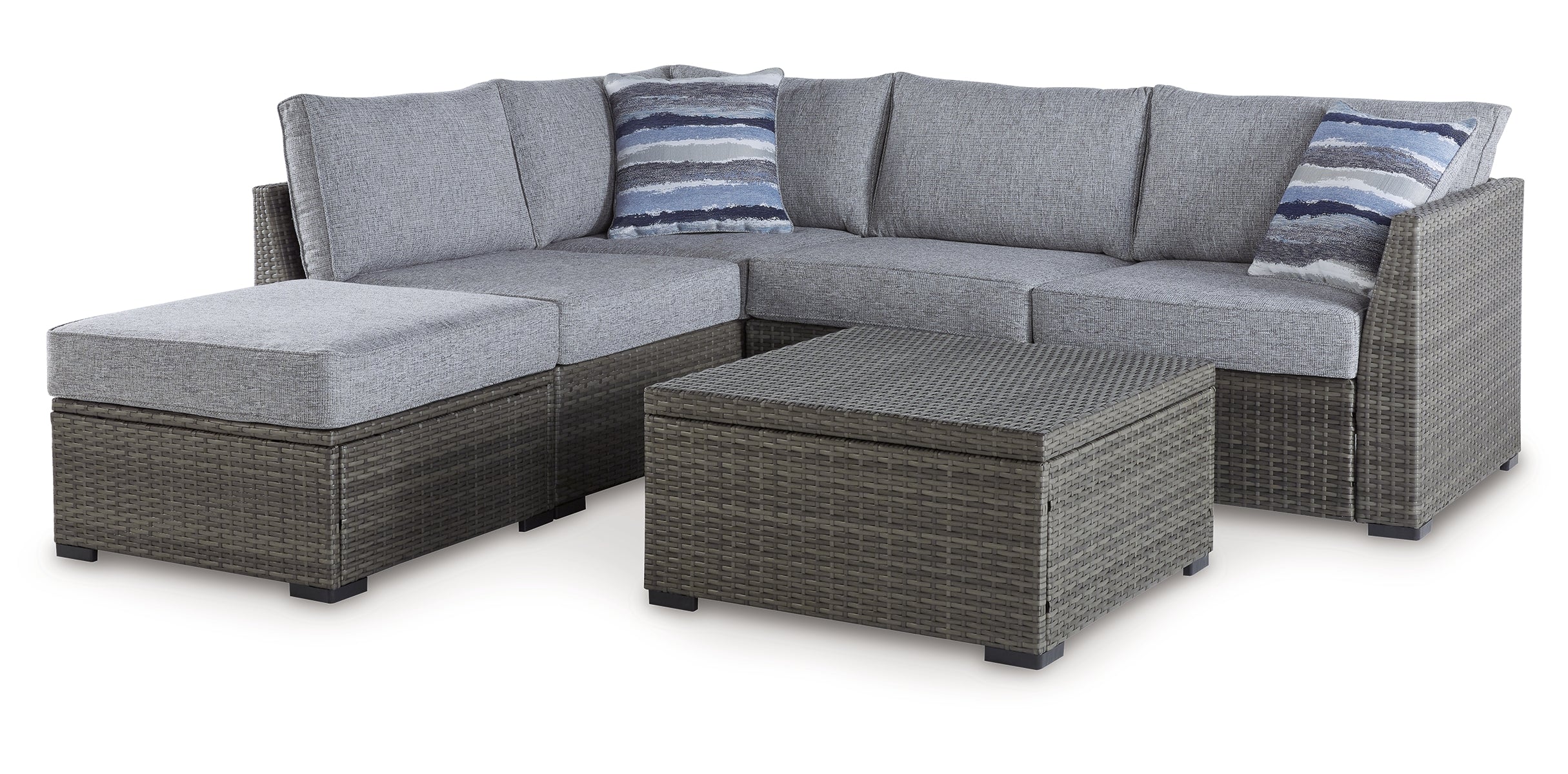 Petal Road Outdoor Loveseat Sectional/Ottoman/Table Set (Set of 4)