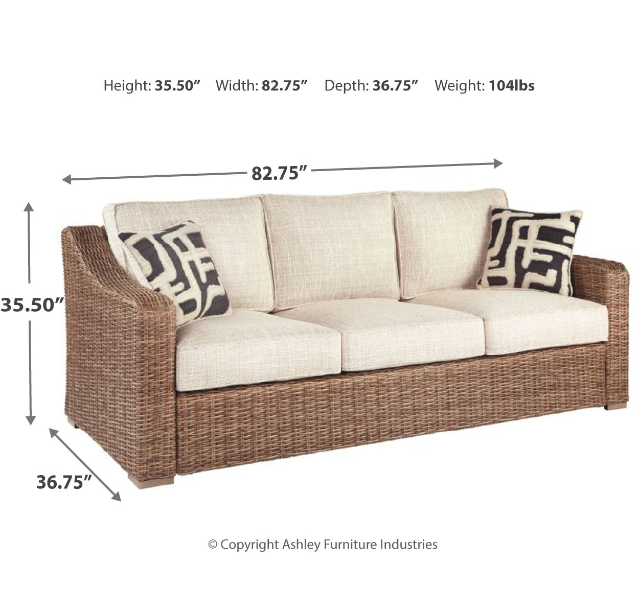 Beachcroft Outdoor Sofa with 2 Lounge Chairs