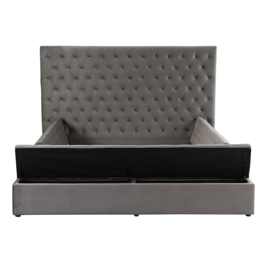 Adonis 78" King Platform Bed with Storage in Grey