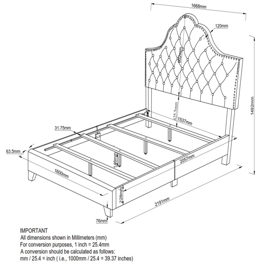 Greta 60" Queen Bed in Grey