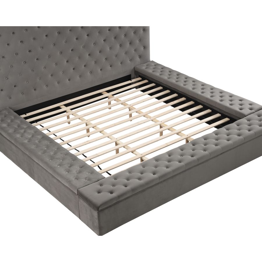 Adonis 78" King Platform Bed with Storage in Grey