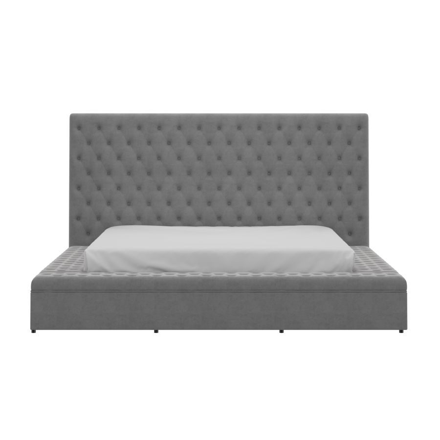 Adonis 78" King Platform Bed with Storage in Grey