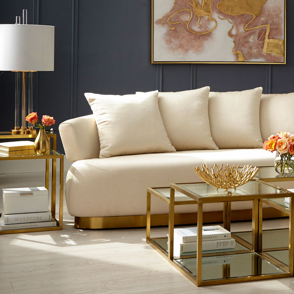 Chic Duo-Shade Glass End Tables with Metallic Frame