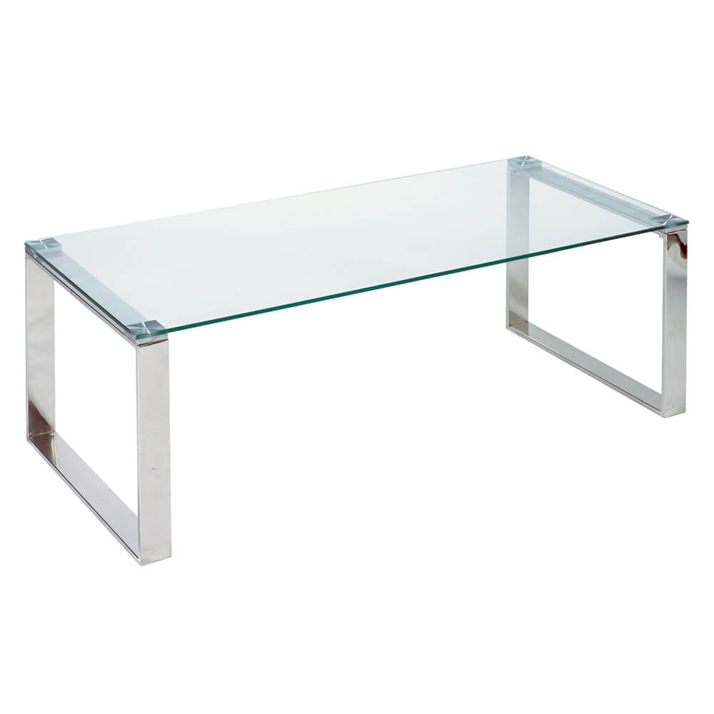 Elegant David Glass Coffee Table with Stainless Steel Frame
