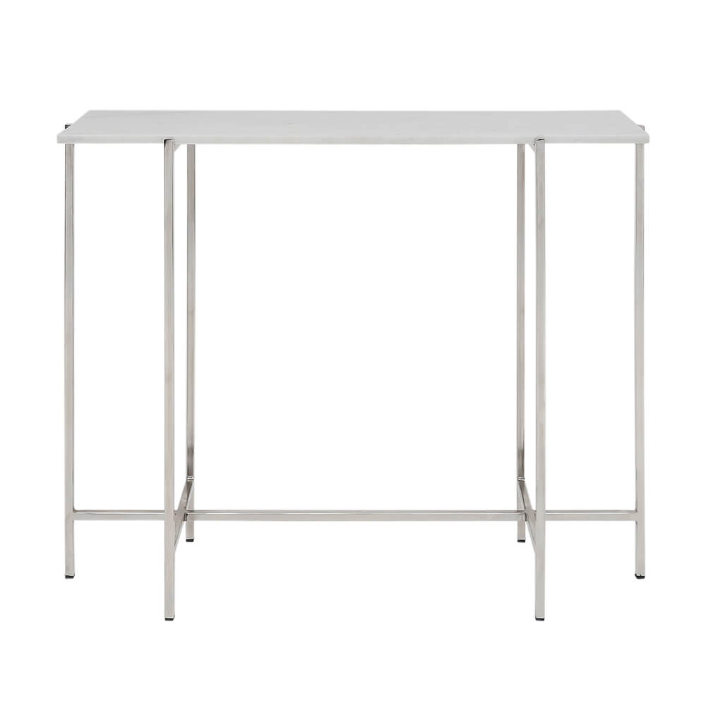 Ida Luxurious White Marble Console Table with Silver Frame