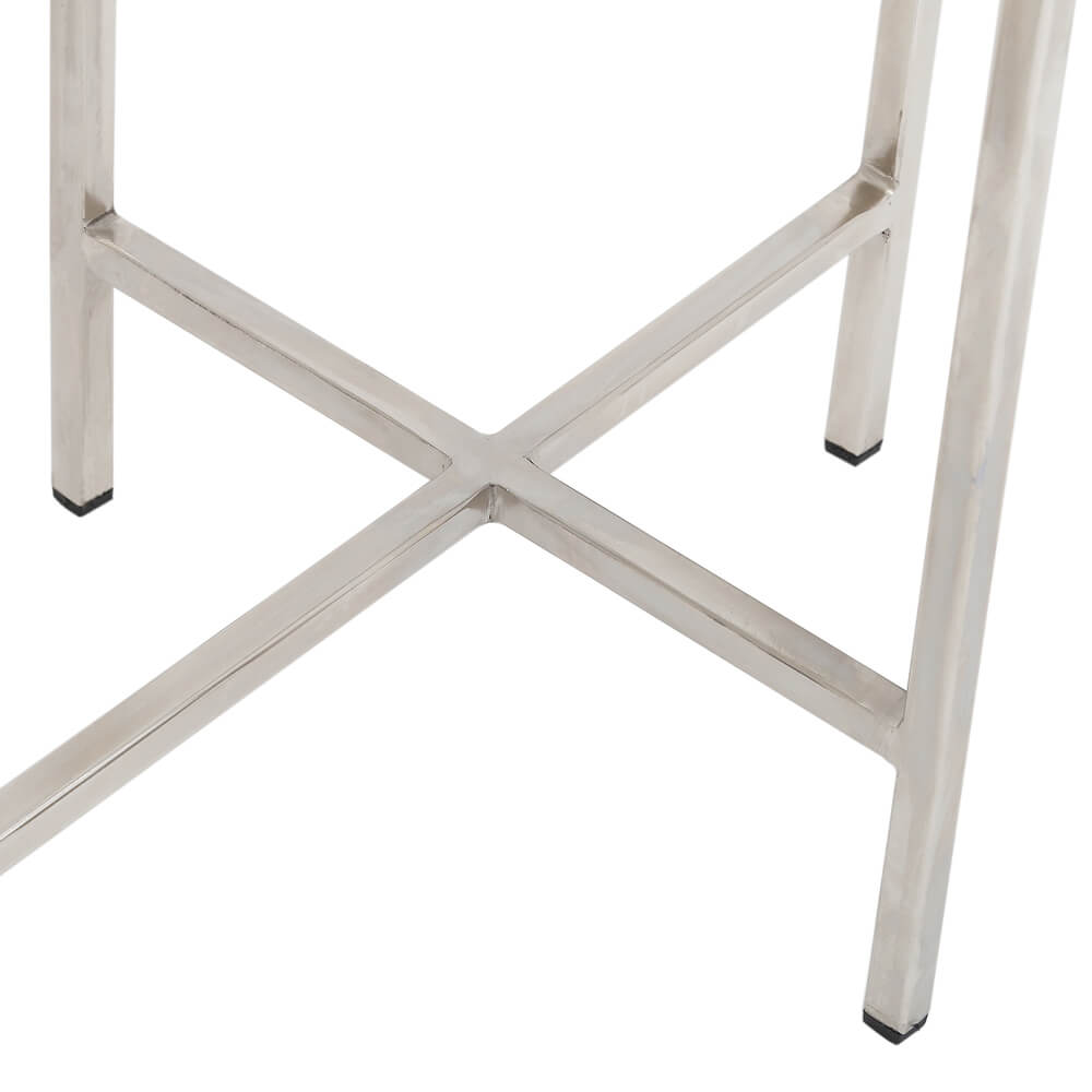 Ida Luxurious White Marble Console Table with Silver Frame