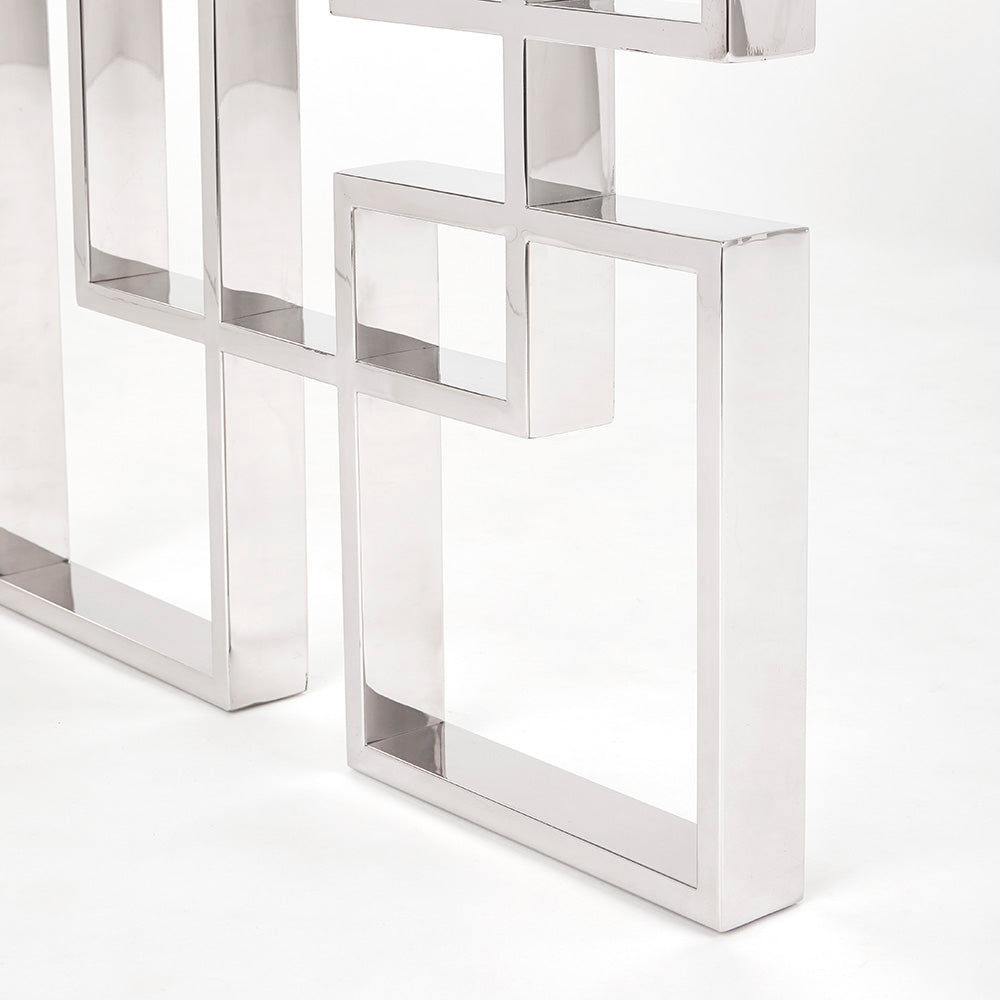 Elegant Laguna Glass Top Desk with Geometric Base