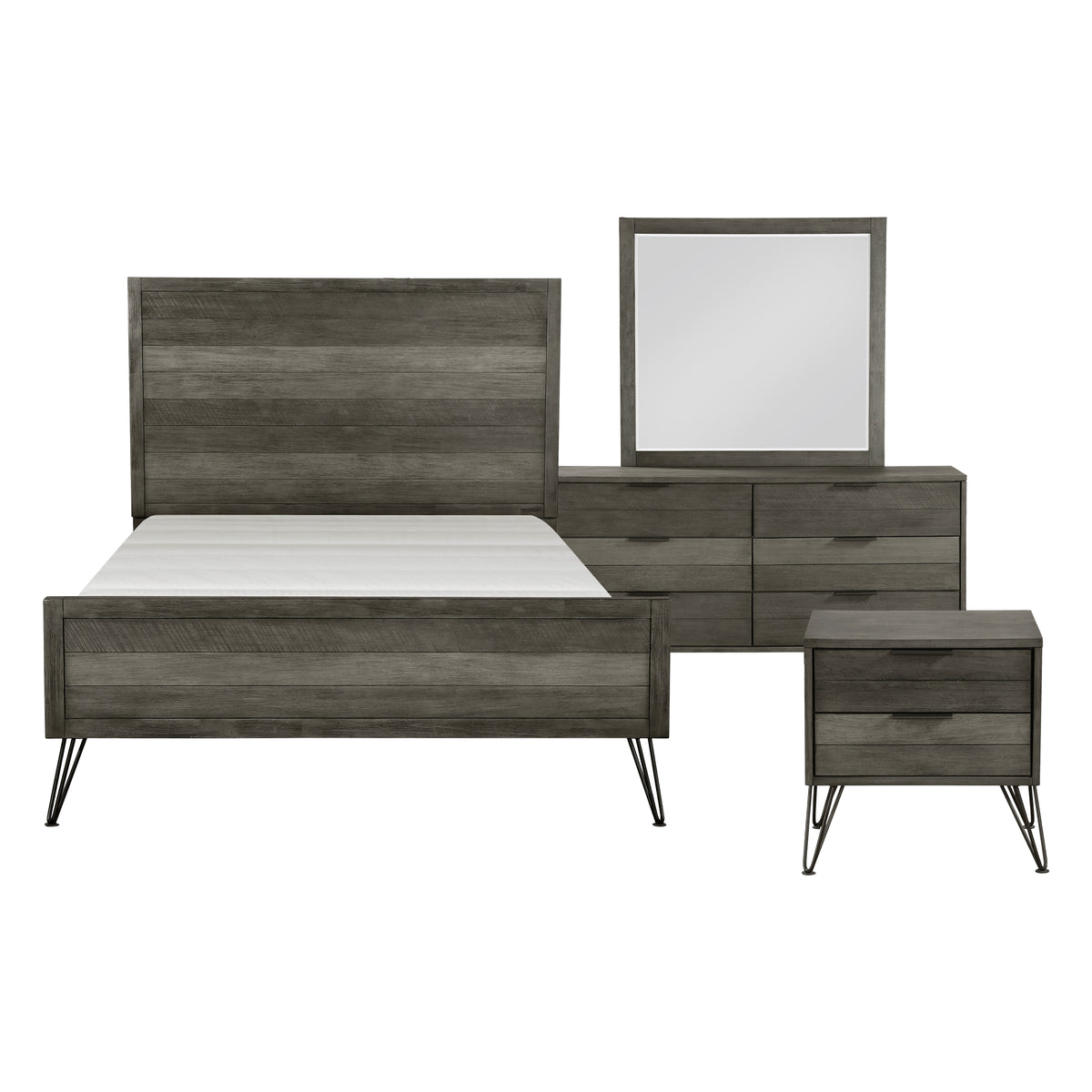 Urbanite 4-Piece Queen Bedroom Set (Queen Bed, Nightstand, Dresser, Mirror)