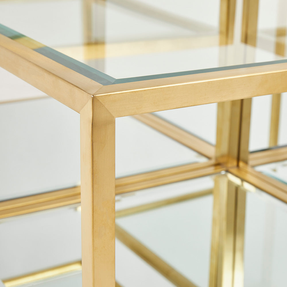 Elegant Tiered Gold Coffee Table with Tempered Glass