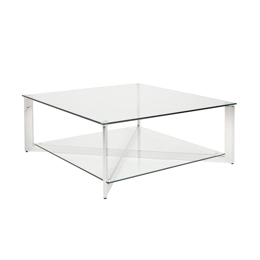 Elegant Maison Square Coffee Table with Polished Steel Frame