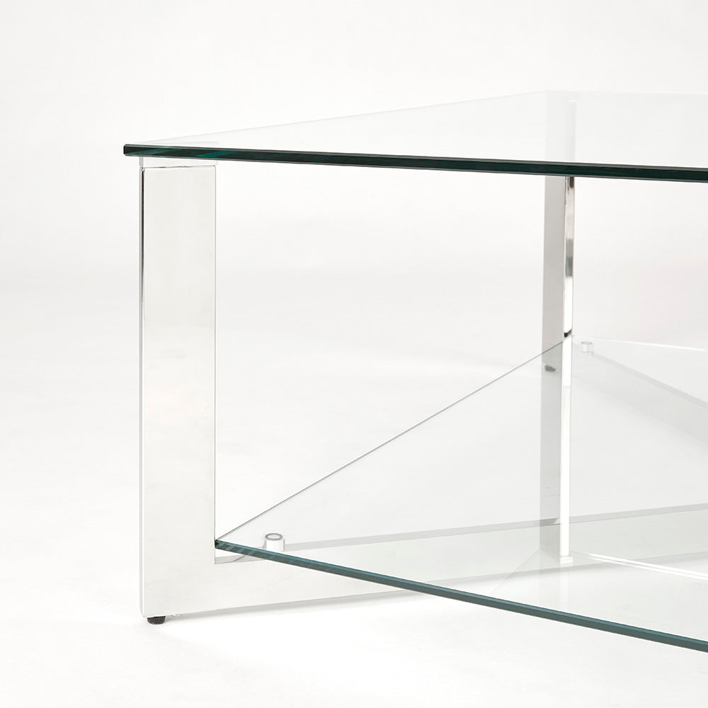 Elegant Maison Square Coffee Table with Polished Steel Frame