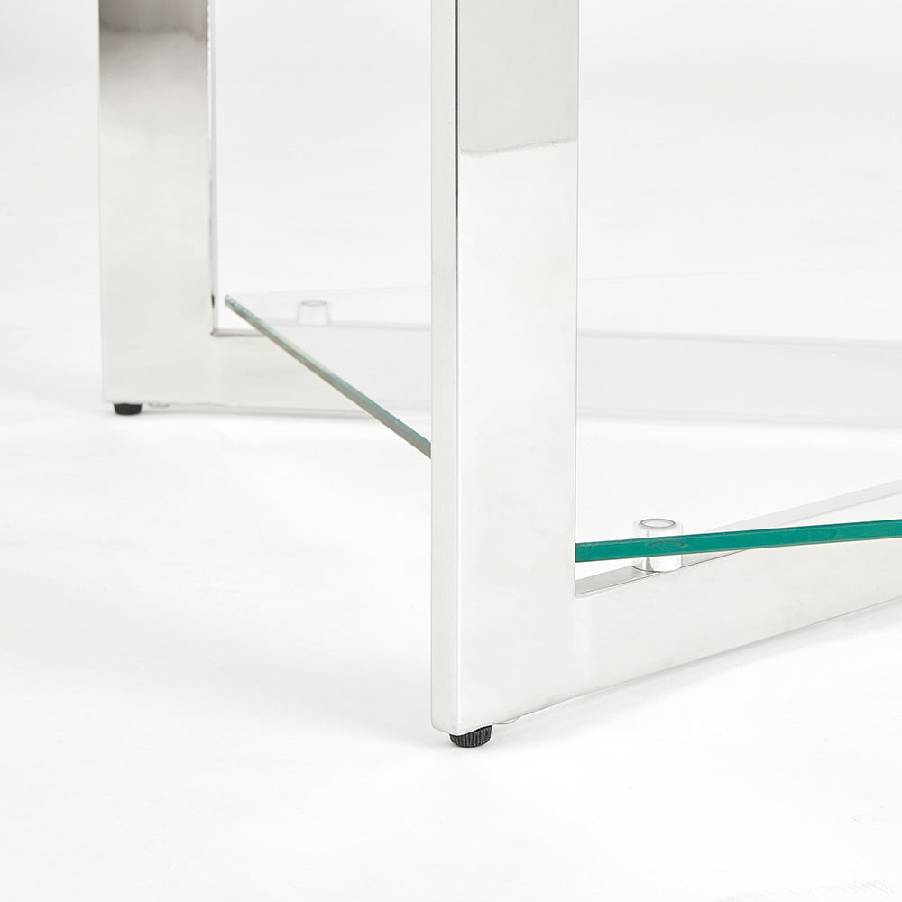 Elegant Maison Glass-Top Rectangular Coffee Table