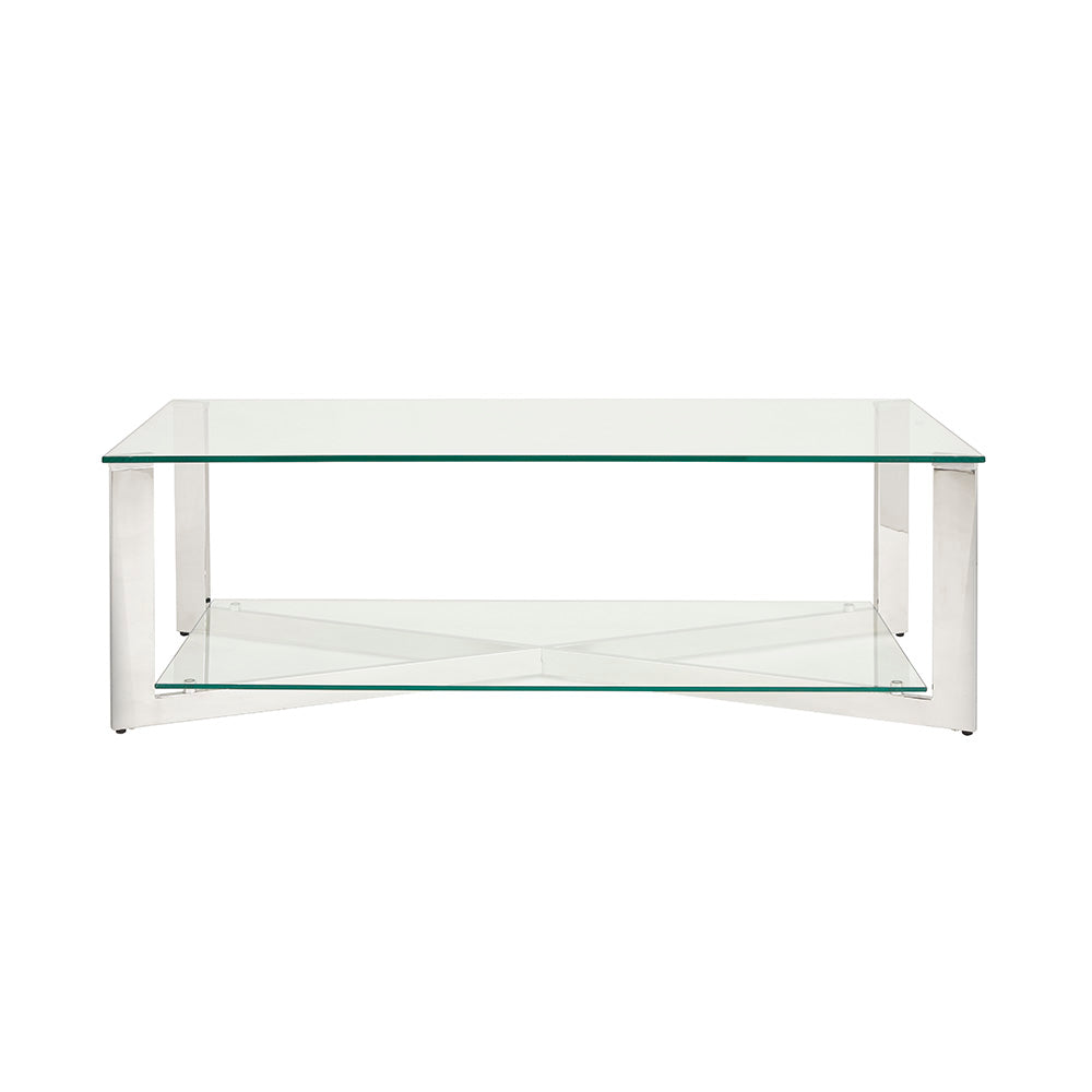 Elegant Maison Glass-Top Rectangular Coffee Table