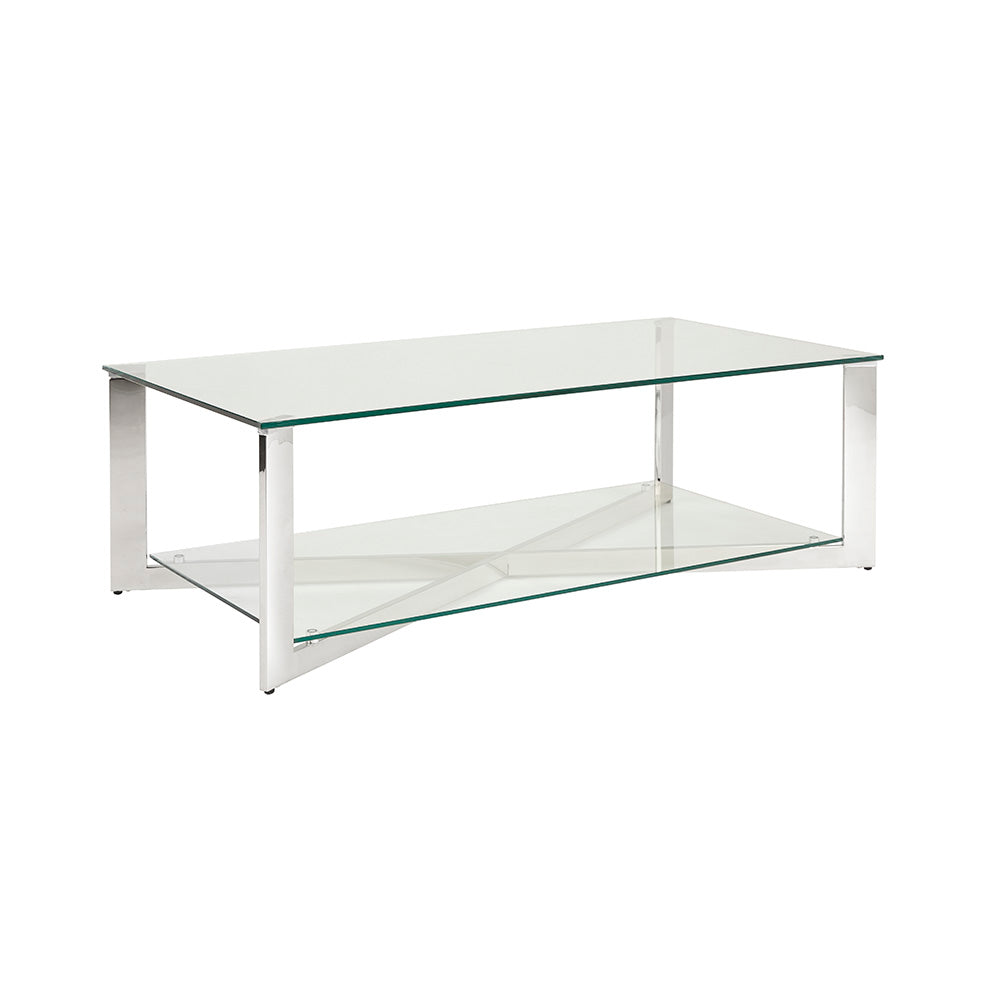 Elegant Maison Glass-Top Rectangular Coffee Table