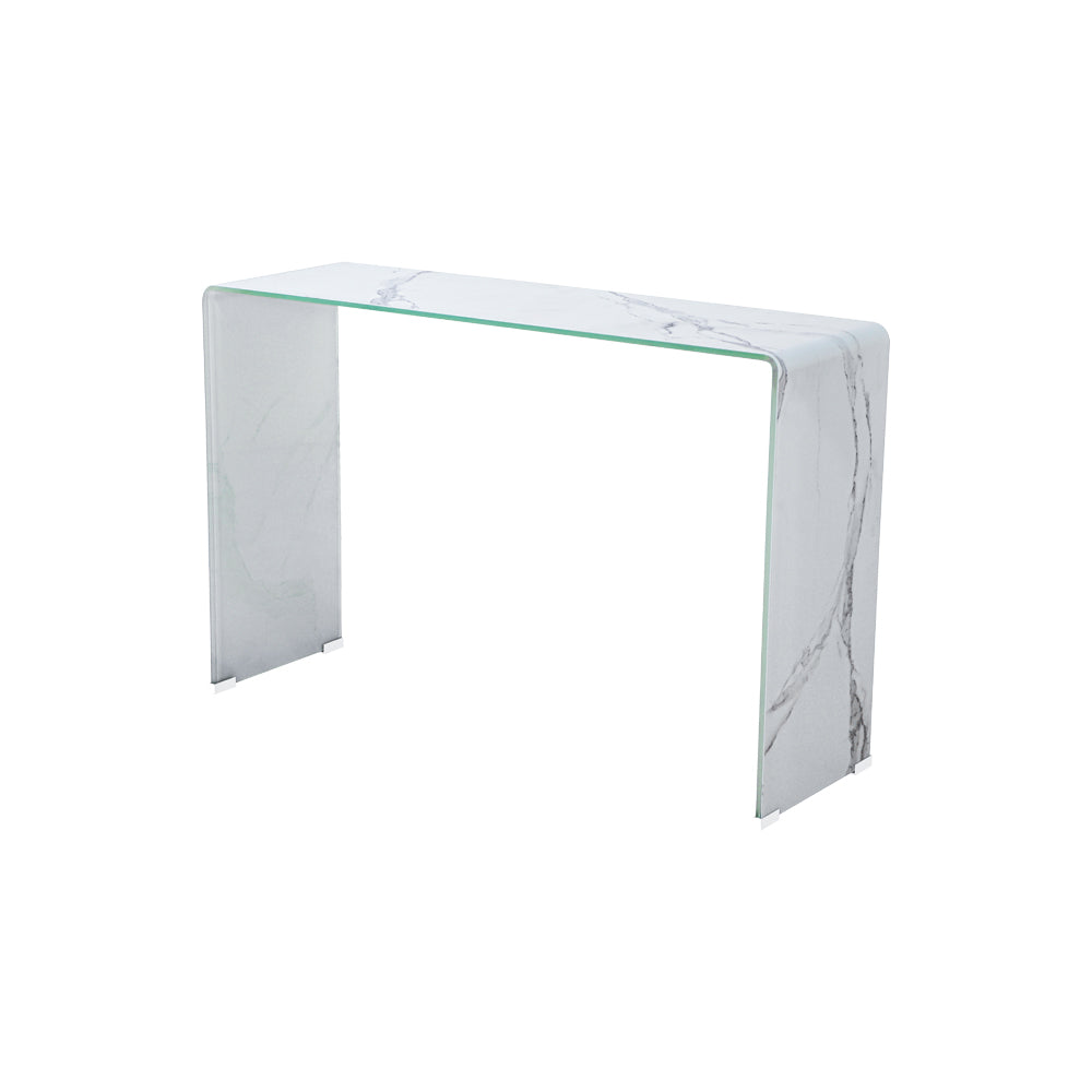 Modern Marble Illusion Bent Glass Console Table
