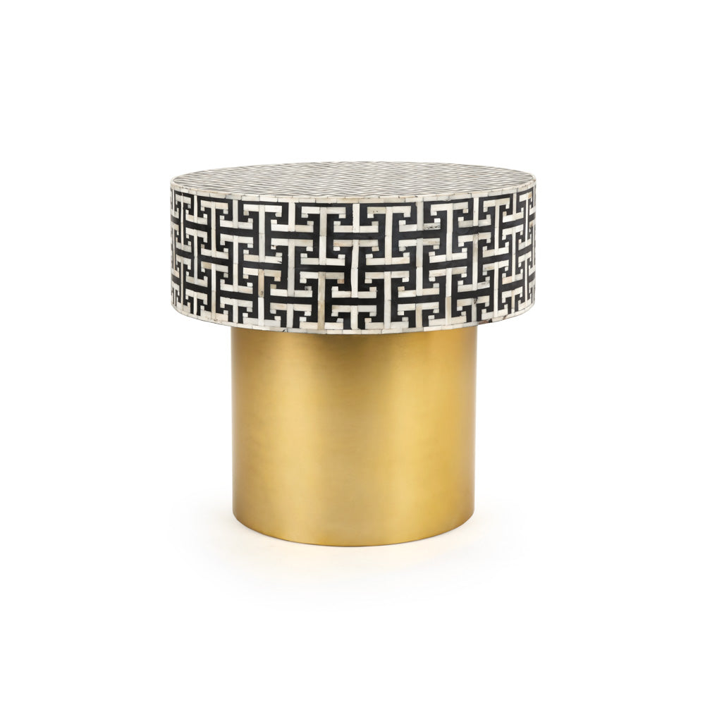 Chic Geometric Bone Inlay Accent Table