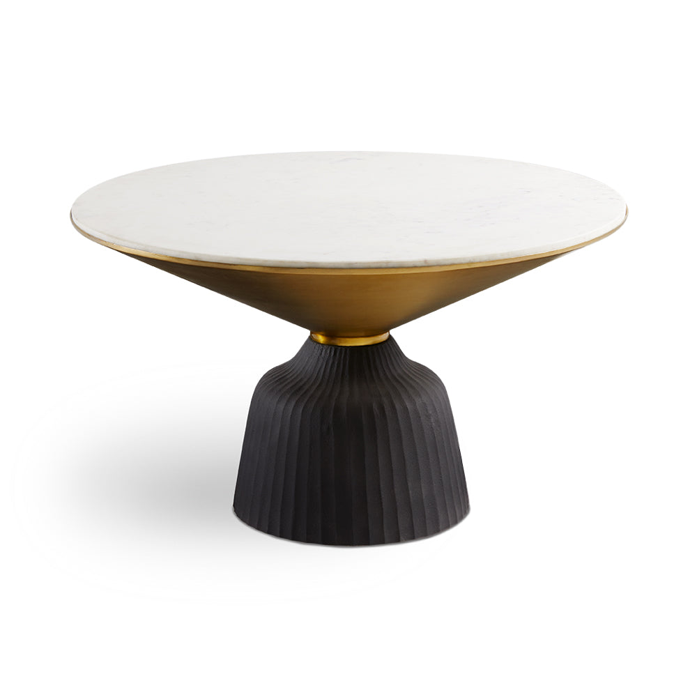 Sophie Round Marble Coffee Table with Gold and Black Base