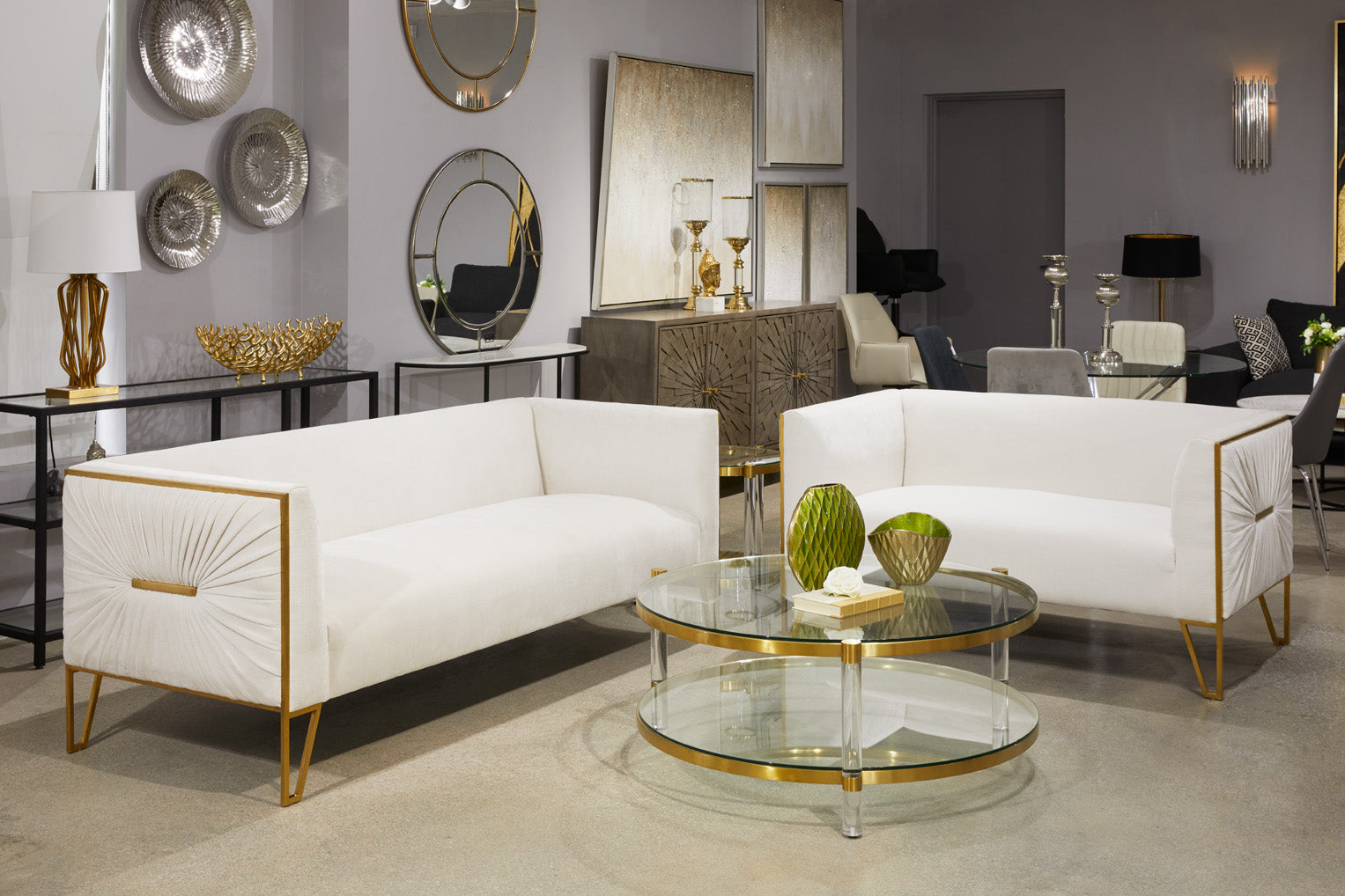 Truro Contessa Elegance: Vanilla & Gold Loveseat