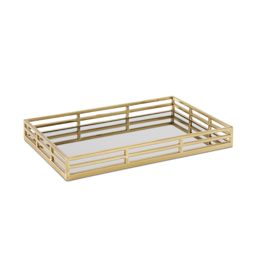 Elegant Reflections - Black Mirrored Tray with Golden Accents | New ...
