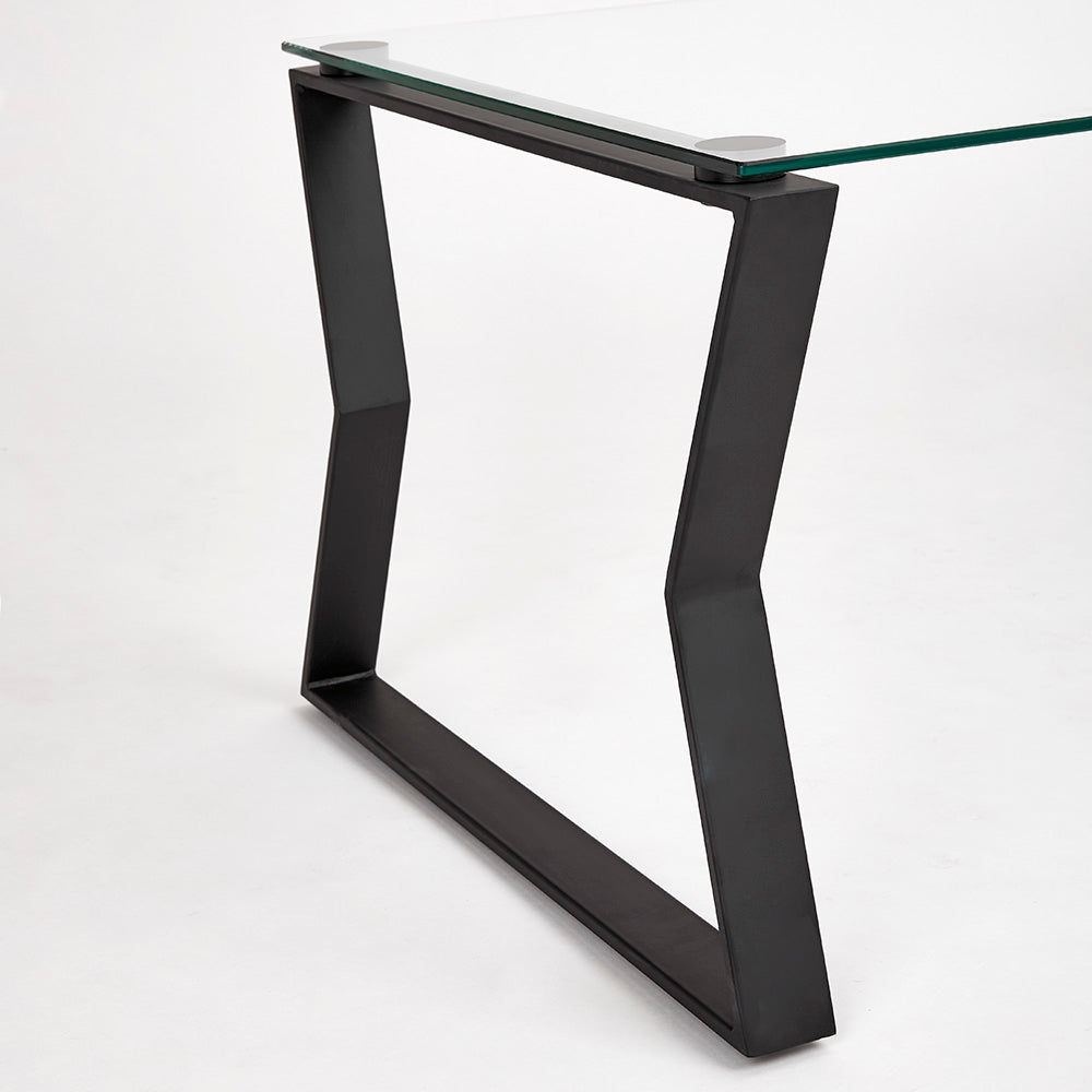 Noa Contemporary Glass & Black Metal Coffee Table